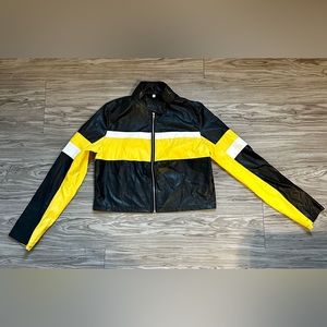 Cute faux leather bomber jacket